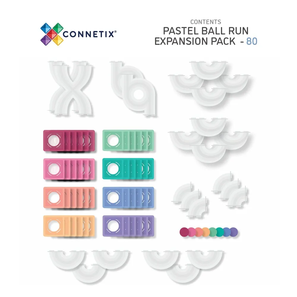 Connetix Pastel Ball Run Expansion Pack (80 pc)