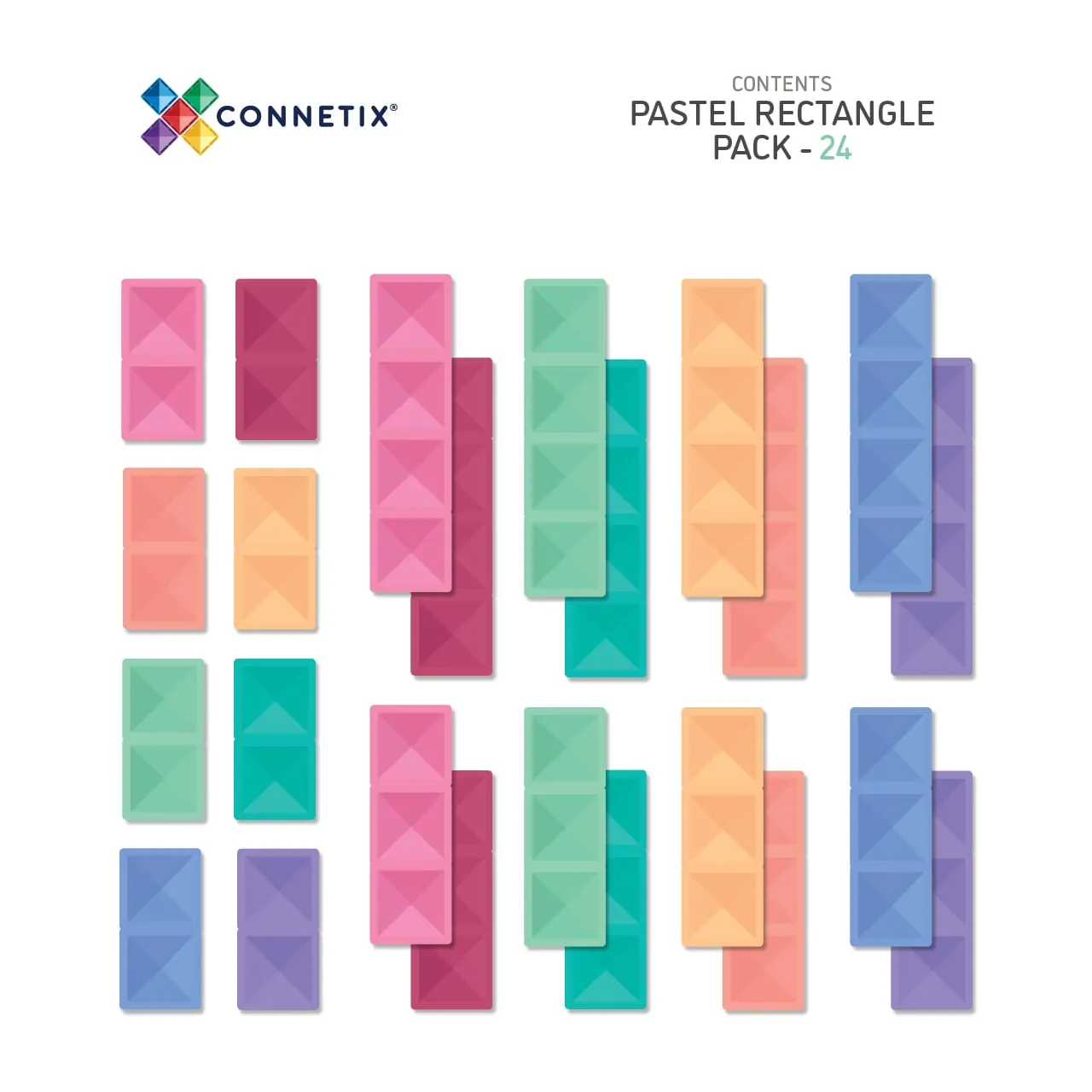 Connetix Pastel Rectangle Pack (24 pc)