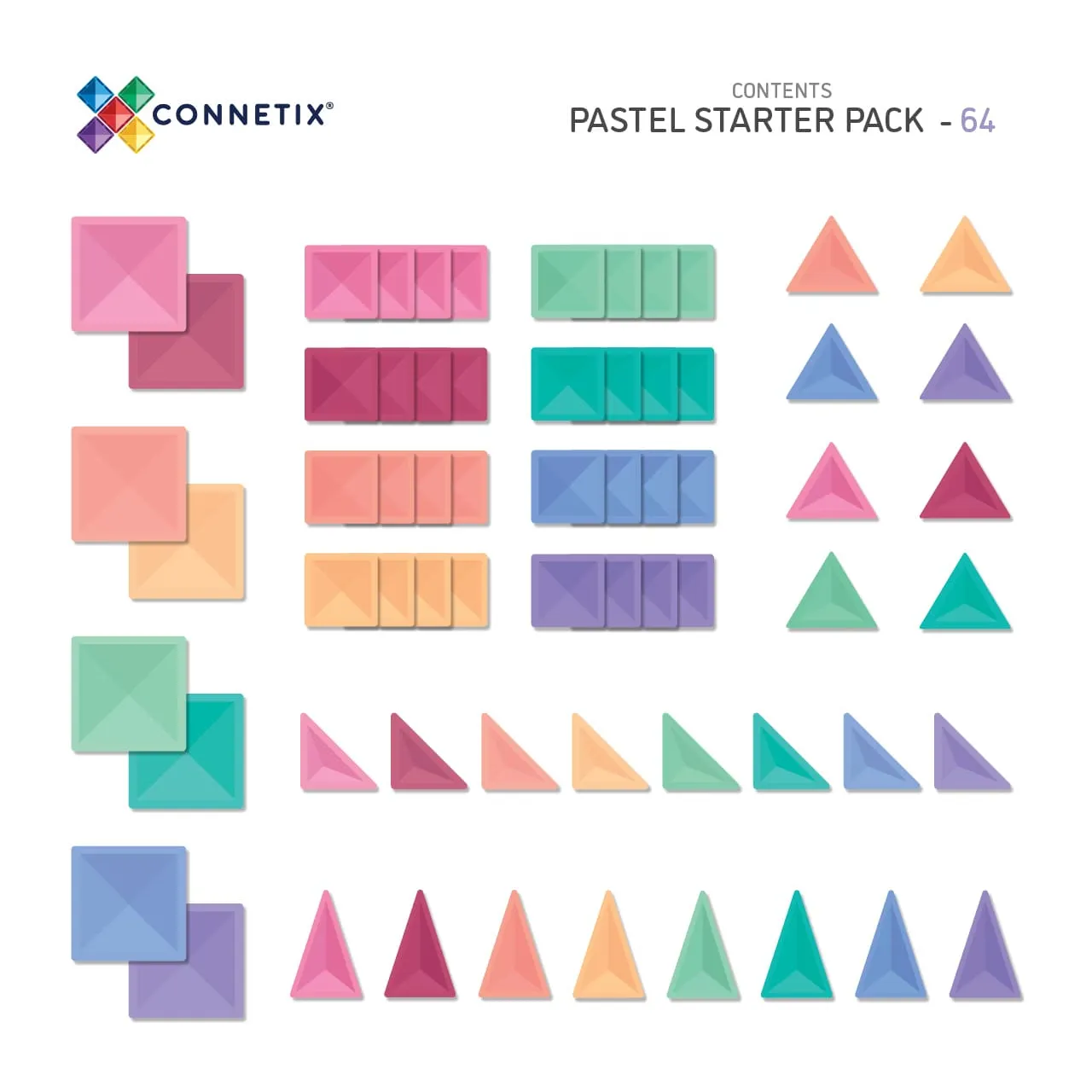 Connetix Pastel Starter Pack (64 pc)